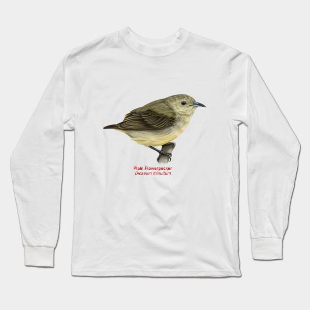 Plain Flowerpecker | Dicaeum minullum Long Sleeve T-Shirt by bona 